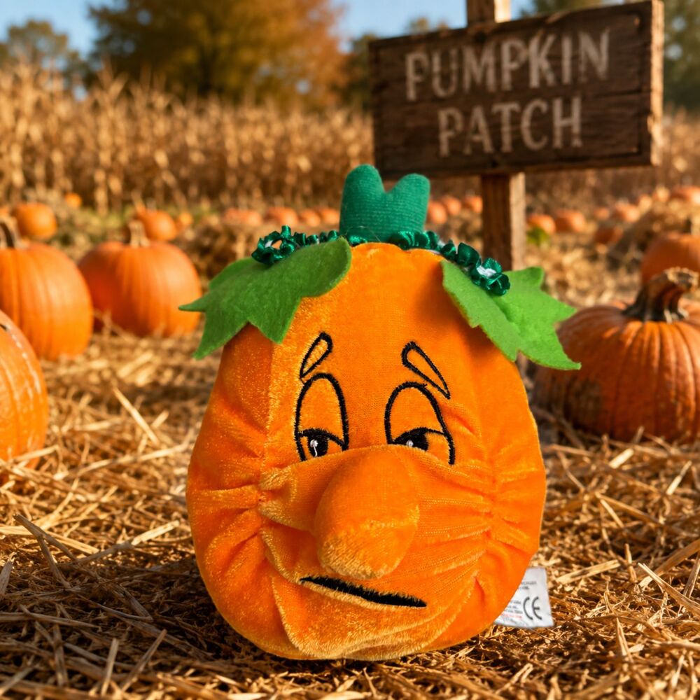 Kellytoy 8" Plush Pumpkin Orange Halloween Fall Harvest Stuffed Decor Toy